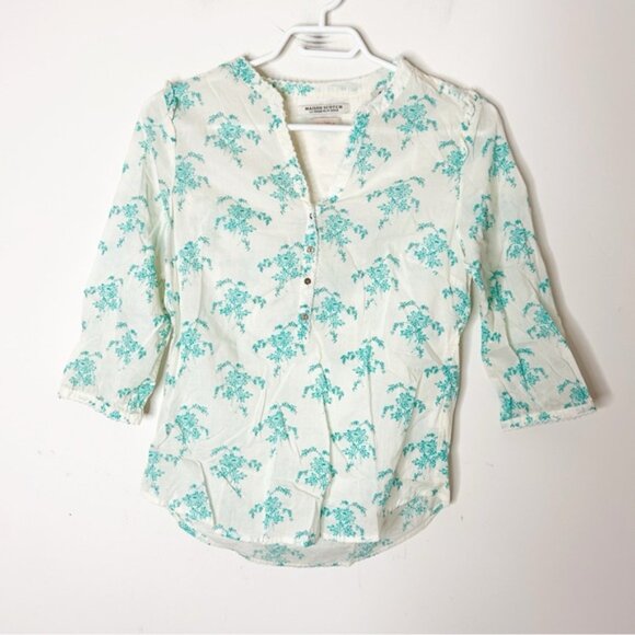 Scotch & Soda Women's Floral Blouse 3/4 length sleeve Button front Cream Size XS - Picture 3 of 11